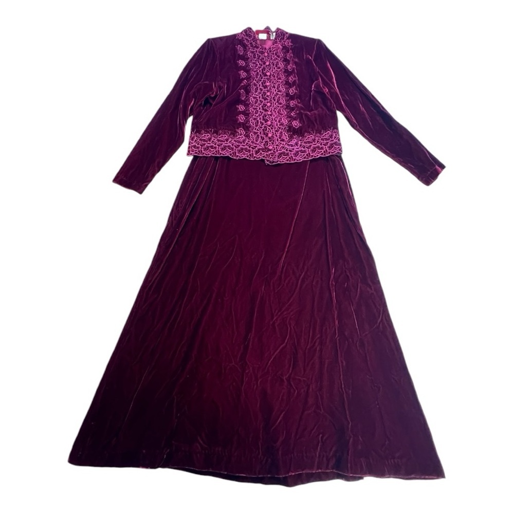 Elegant Velvet Long Sleeve Dress - Purple